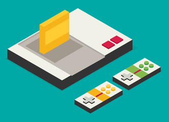 flat vector game console isometric