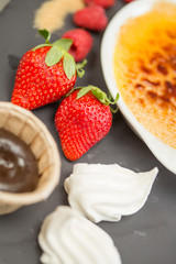 close up of gourmet dessert set