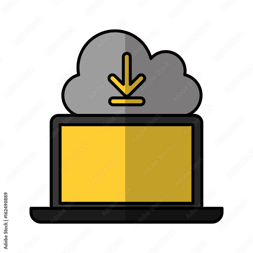 Poster cloud computing with laptop computer vector illustration design