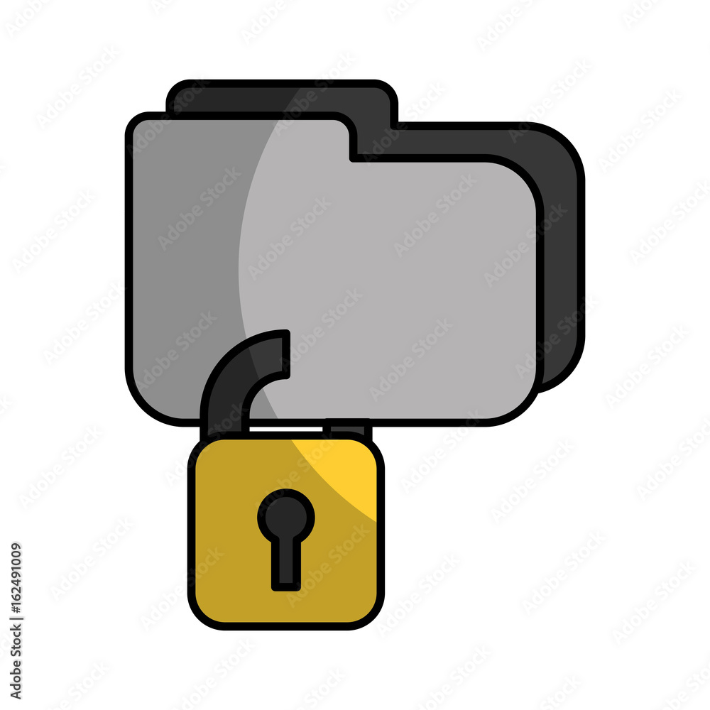 Poster folder with safe secure padlock icon vector illustration design