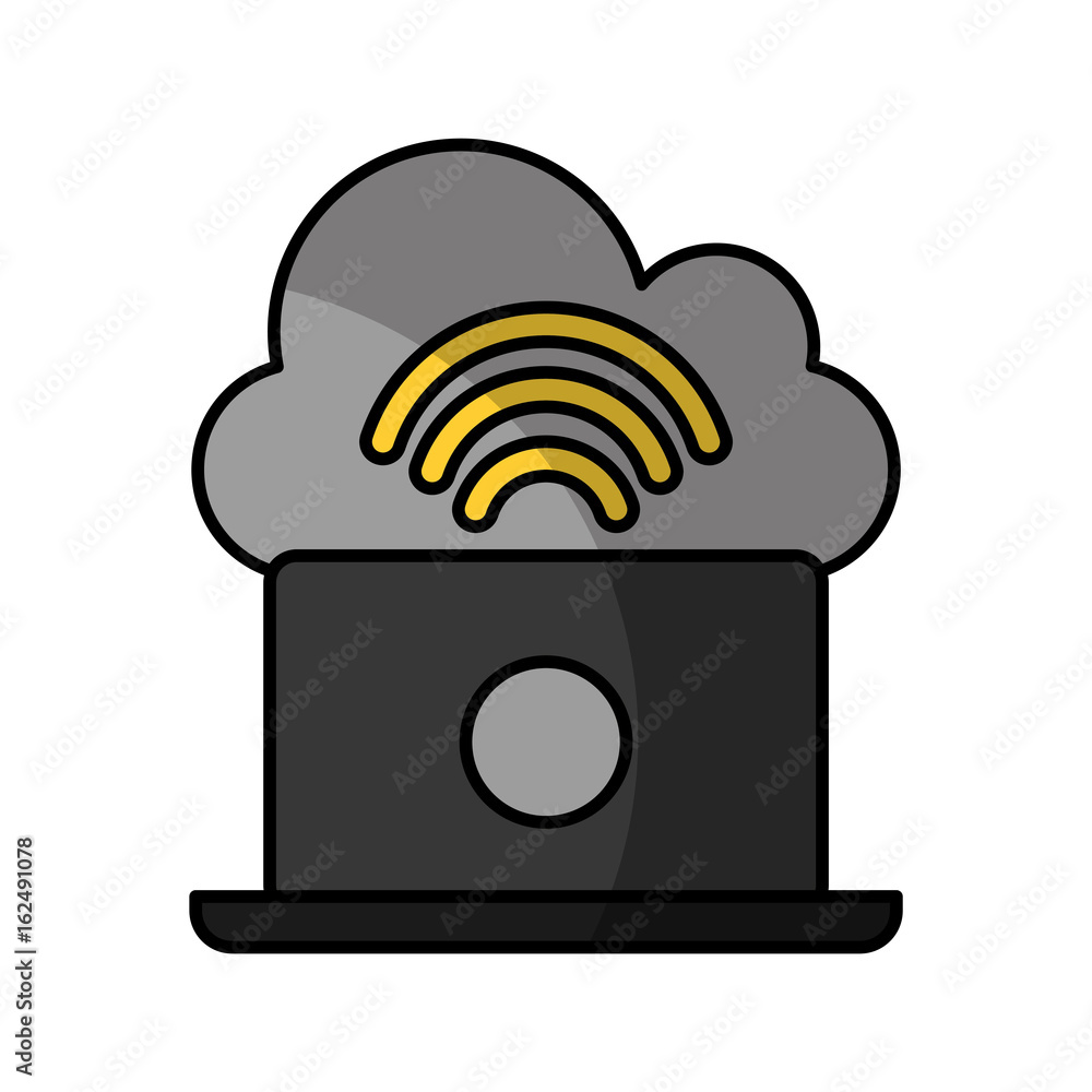 Poster cloud computing with laptop computer vector illustration design