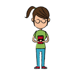 girl school student cartoon young holding book