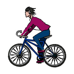 Naklejka premium people man with headphones riding bicycle cartoon