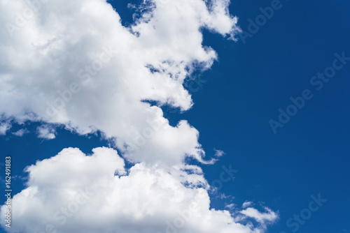 Beautiful White Clouds Against Blue Sky Background Copy Space