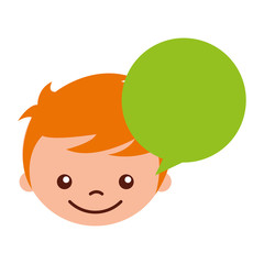 cute boy with speech bubble character vector illustration design