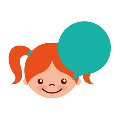 cute girl with speech bubble character icon vector illustration design