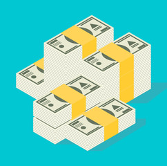 Cash vector illustration. Stack of cash design in flat style.