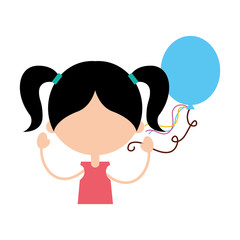 cute girl with party balloon character icon vector illustration design