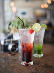 set of italian soda in coffee shop cafe