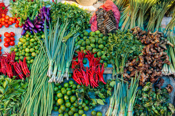 Vegetables for sale at the market in Maumere, Indonesia.