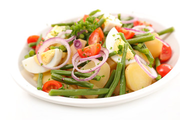 vegetable salad with potato,egg and bean