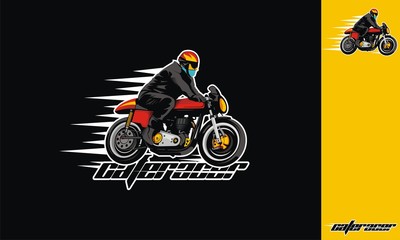cafe racer racing moto racing motorcycle emblem symbol icon vector logo