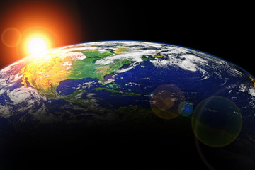 The earth ans sun on space