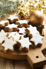 Christmas star cookies with egg white glaze