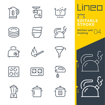 Lineo Editable Stroke - Kitchen and Cooking line icons
Vector Icons - Adjust stroke weight - Expand to any size - Change to any colour