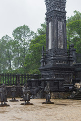 Fototapeta na wymiar Statues of warriors in Imperial Khai Dinh