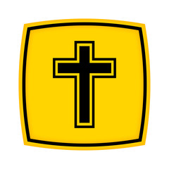 Fototapeta premium gelbes Schild - Icon - Kreuz christlich