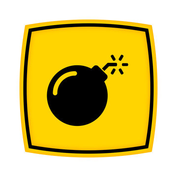 gelbes Schild - Icon - Bombe