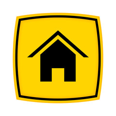 gelbes Schild - Icon - Haus