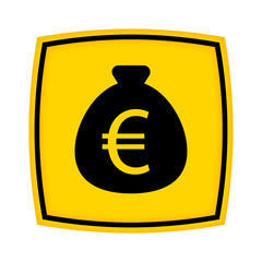 gelbes Schild - Icon - Geldsack Euro