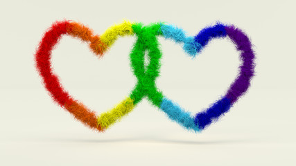 fleecy Shape of two Hearts symbolizing the same sex relationship