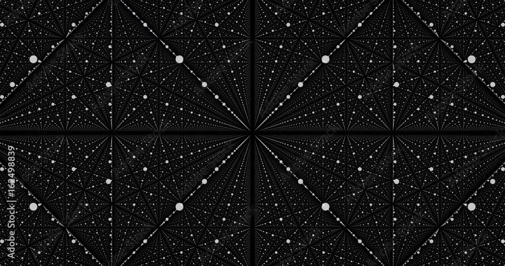 Poster moving through abstract fractal point matrix lattice. fly into geometric point structure. 4k infinit