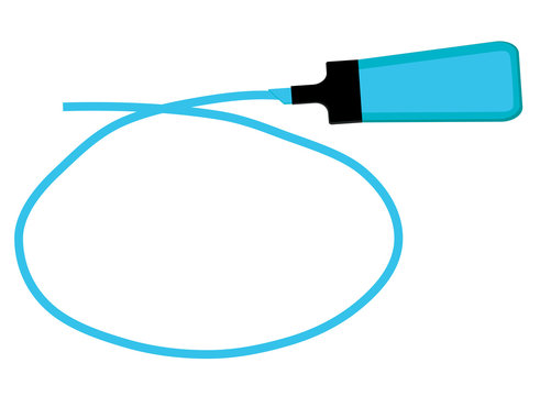 Single blue highlighter pen with hand drawn blue circle to highlight text.