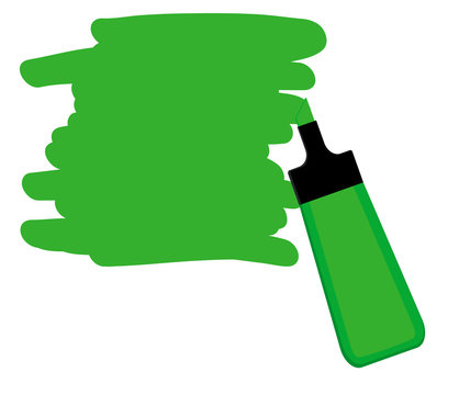 Green highlighter pen with green area for writing a message.