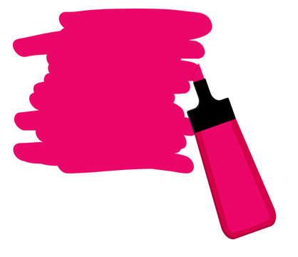 Pink highlighter pen with pink area for writing a message.