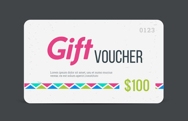 Gift voucher. Modern template with futuristic pattern. Trendy discount plastic card. Vector mockup.