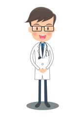 前で手を組む白衣の医者