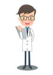 カルテを持つ白衣の医者