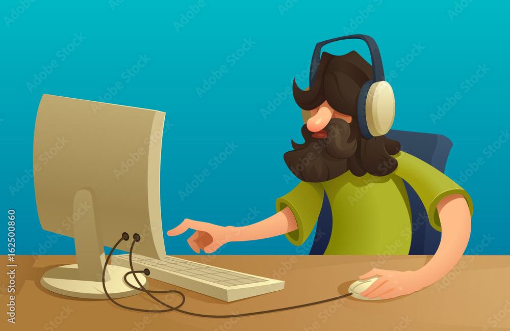 Wall mural programmeror manager working