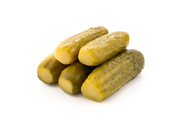 Pickles on a white background