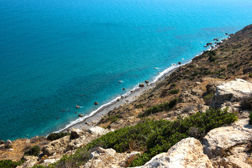 Fototapeta na wymiar Sea and coastline view from a rocky height