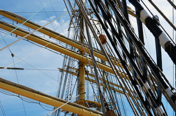 Closeup of sailing boat equipment
