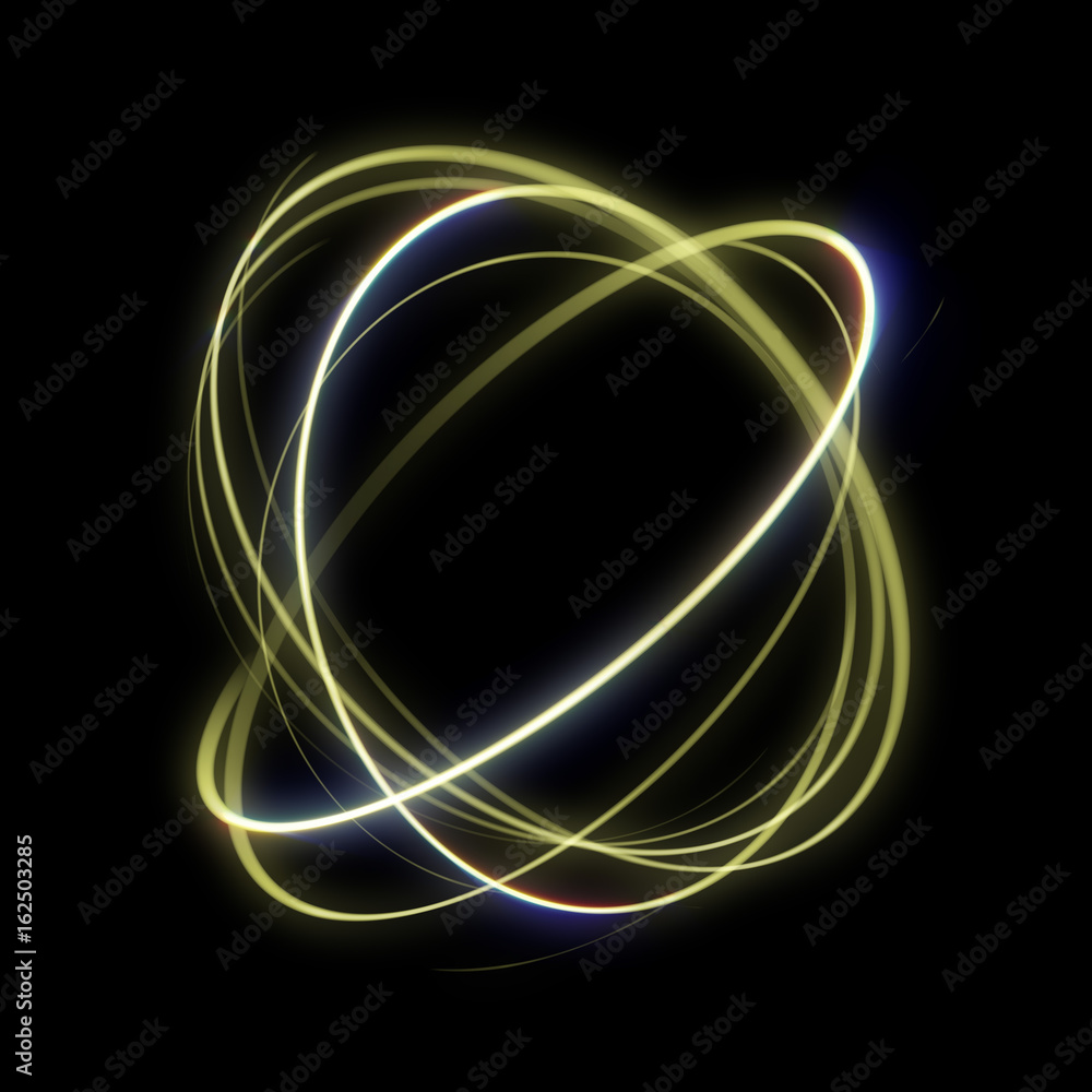 Poster gold light circle in motion. glowing golden ring trace effect on transparent background.