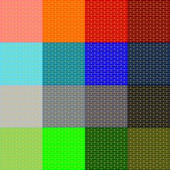 Brick wall, colorful solid pattern. Colored squares