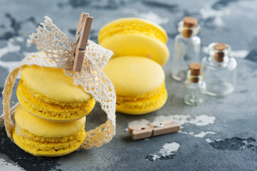 Yellow macaroons from lemons