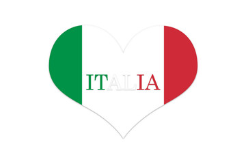 Italy Flag in Shap Of Heart. Official colors and proportion. Isolated on white Bacground illustration