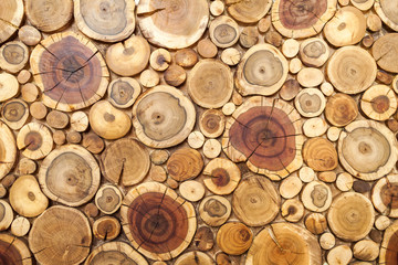 Round wooden stumps background,Trees cut section for background texture.