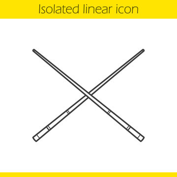 Crossed billiard cues linear icon
