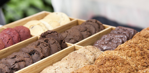 Set of homemade chocolate classic chip cookies.