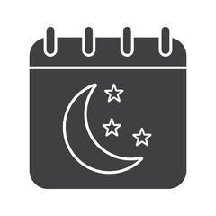 Night calendar glyph icon