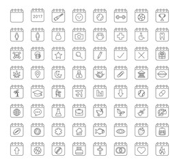 Calendars linear icons set
