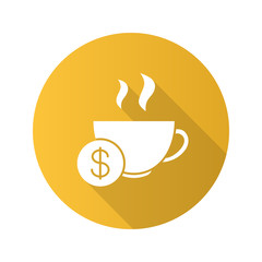 Buy cup of tea flat design long shadow glyph icon