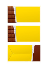 Chocolate blank package. Yellow wrapper 