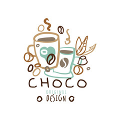 Choco label original design, hand drawn