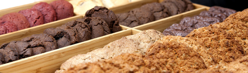 Set of homemade chocolate classic chip cookies.