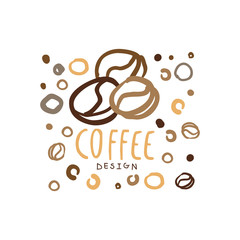 Coffee label, hand drawn vector Illustration